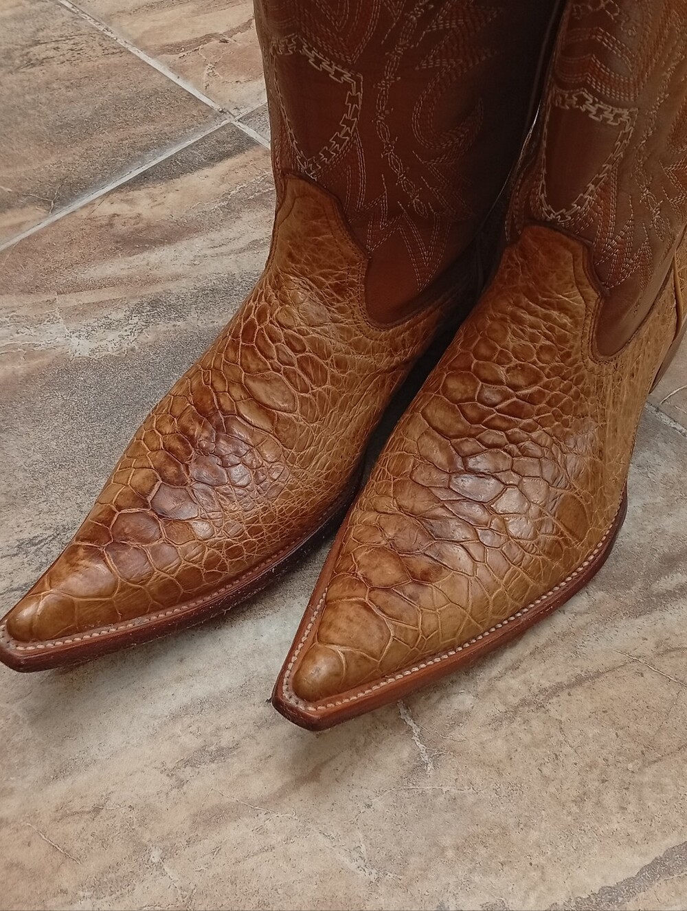 Pre Ban Unbranded Sea Turtle Western Pointed Toe Cowboy Boots - Brown - Picture 13 of 15
